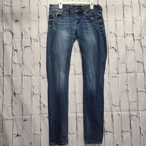 Lucky Brand Charlie Skinny Jeans Womens Size 4/27 Blue Denim Faded Five Pockets